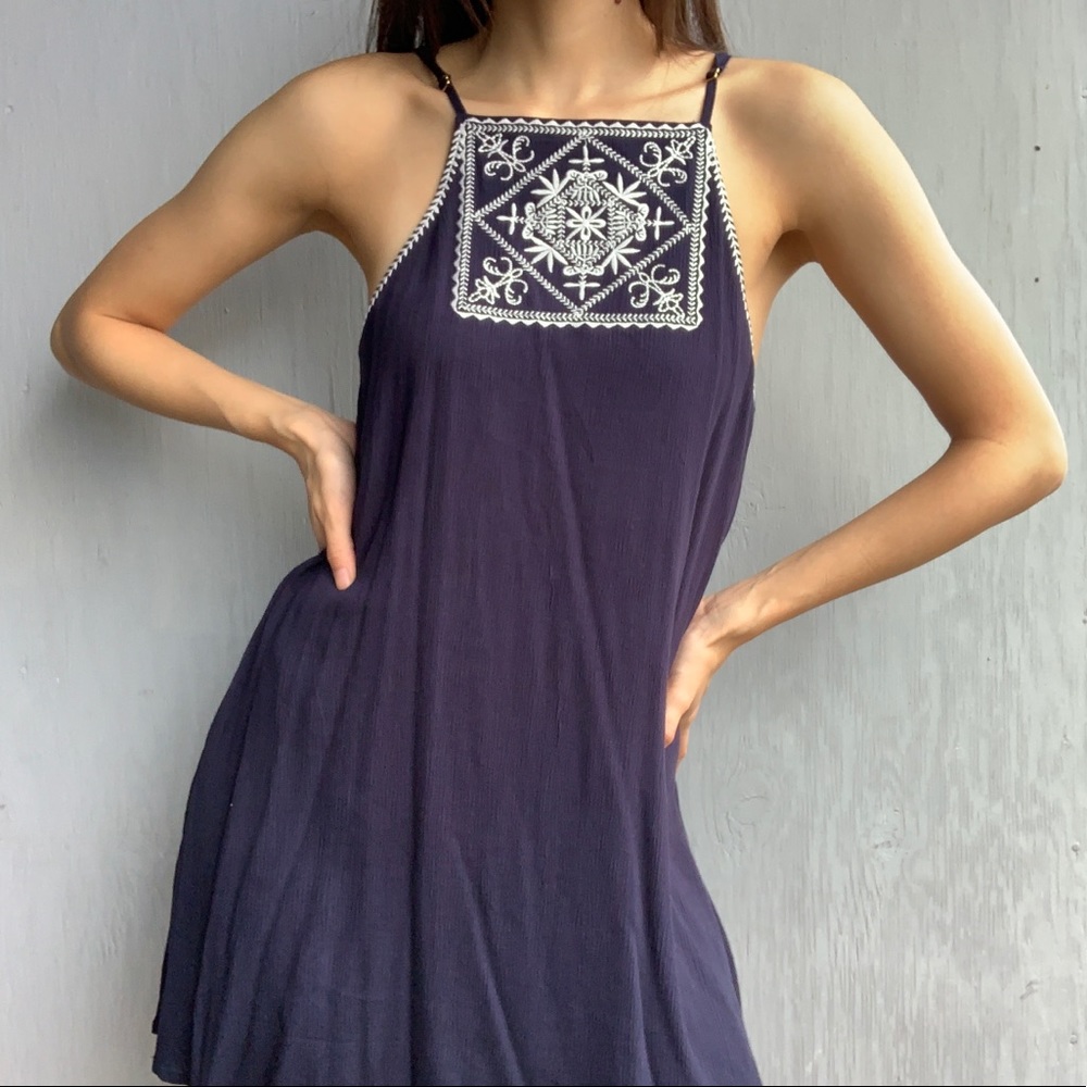 Navy Blue Embroidered Dress